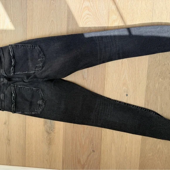 AGOLDE High-Rise Skinny Jeans – Black Raw Hem (Size 27) - Picture 10 of 11